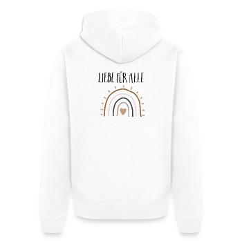 Love for All, Rainbow, Boho Style, Peace - Unisex Premium Organic Zip Hoodie - white - Back - Thijin (182cm)