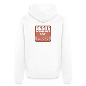 Siblings 1988 - Unisex Premium Organic Zip Hoodie - white - Back - Thijin (182cm)