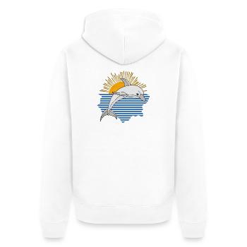 Delfin - Unisex Premium Bio Zip Hoodie - Weiß - Hinten - Thijin (182cm)