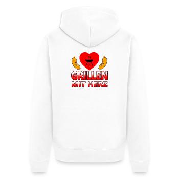 Grillen - Unisex Premium Bio Zip Hoodie - Weiß - Hinten - Thijin (182cm)