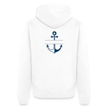 Personalisierter blauer Angelanker - Unisex Premium Bio Zip Hoodie - Weiß - Hinten - Thijin (182cm)