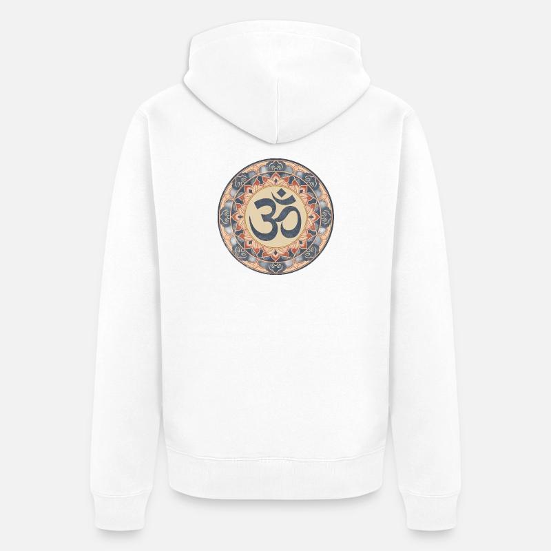 Om Mandala Zen Pattern - Veste à capuche bio Premium Unisexe - blanc