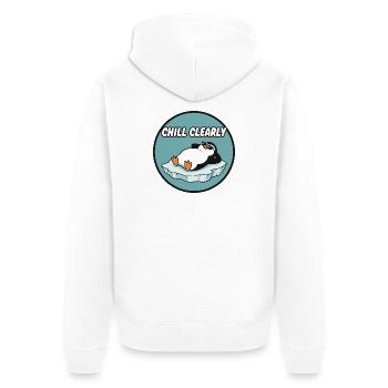 Chill Clearly Pinguin auf Eis - Unisex Premium Organic Zip Hoodie - white - Back - Thijin (182cm)