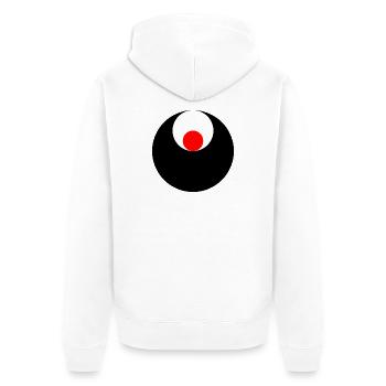 3 cercles, noir, blanc et rouge - Veste à capuche bio Premium Unisexe - blanc - Dos - Thijin (182cm)