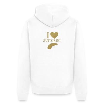 I love Santorini Gold - Unisex Premium Organic Zip Hoodie - white - Back - Thijin (182cm)