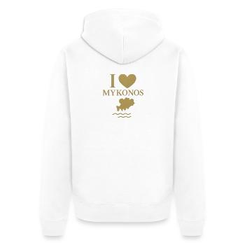 I Love Mykonos Gold - Unisex Premium Bio Zip Hoodie - Weiß - Hinten - Thijin (182cm)