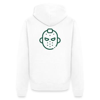 Maskikon Eishockey - Unisex Premium Bio Zip Hoodie - Weiß - Hinten - Thijin (182cm)