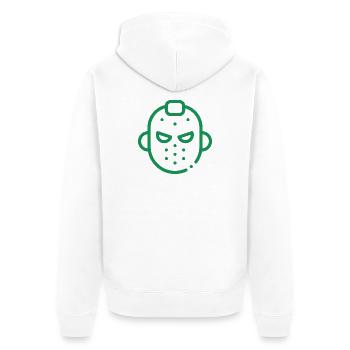 Maskikon Eishockey - Unisex Premium Bio Zip Hoodie - Weiß - Hinten - Thijin (182cm)