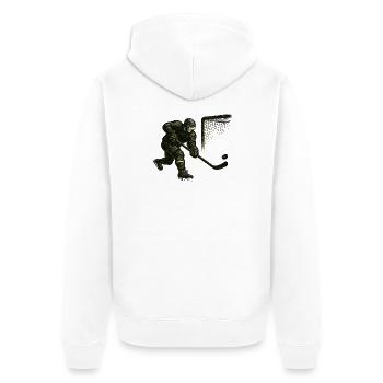 Torwart beim Hechtsprung Illustration - Unisex Premium Bio Zip Hoodie - Weiß - Hinten - Thijin (182cm)