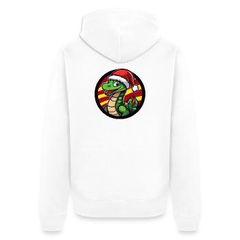 Dino Santa im Weihnachtskreis - Unisex Premium Bio Zip Hoodie - Weiß - Hinten - Thijin (182cm)