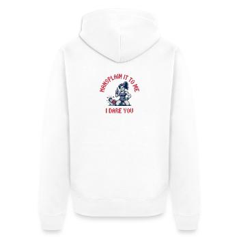 Mansexplique-moi Je te défie - Féminisme Meme - Veste à capuche bio Premium Unisexe - blanc - Dos - Thijin (182cm)