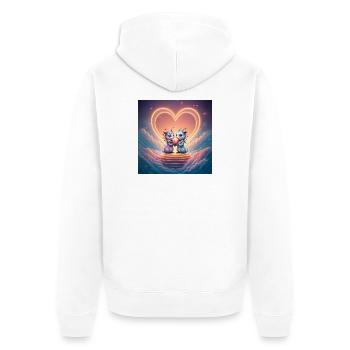 Neondrachen verliebt - Unisex Premium Bio Zip Hoodie - Weiß - Hinten - Thijin (182cm)