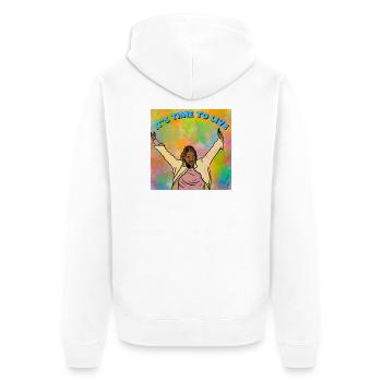 It's time to live - Unisex Premium Organic Zip Hoodie - white - Back - Thijin (182cm)