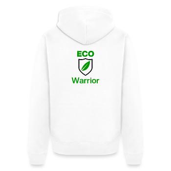 ECO Warrior. Green Mindset, Ökologiee first - Unisex Premium Bio Zip Hoodie - Weiß - Hinten - Thijin (182cm)