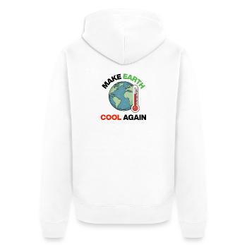 Make Earth Cool Again – Act Now - Unisex Premium Bio Zip Hoodie - Weiß - Hinten - Thijin (182cm)