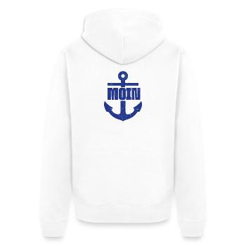 Moin, Anker - Unisex Premium Bio Zip Hoodie - Weiß - Hinten - Thijin (182cm)