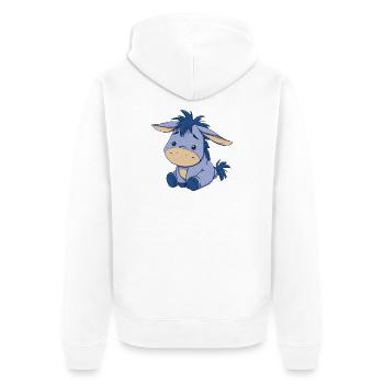 Blauer niedlicher Plüsch-Esel - Unisex Premium Bio Zip Hoodie - Weiß - Hinten - Thijin (182cm)