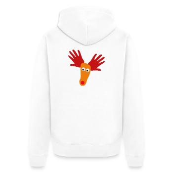 Reindeer head with orange snout - Unisex Premium Organic Zip Hoodie - white - Back - Thijin (182cm)