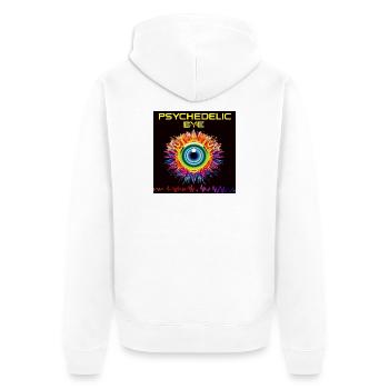Psychedelisches Augenfeuer - Unisex Premium Bio Zip Hoodie - Weiß - Hinten - Thijin (182cm)