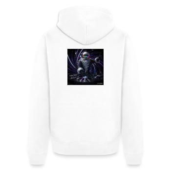 DJ Père Noël néon – Scène plongeant dans la nuit - Veste à capuche bio Premium Unisexe - blanc - Dos - Thijin (182cm)