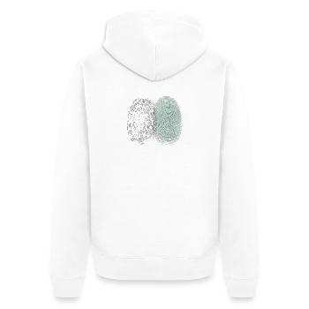 Empreintes digitales et anneaux d’arbres – Identité de la nature - Veste à capuche bio Premium Unisexe - blanc - Dos - Thijin (182cm)