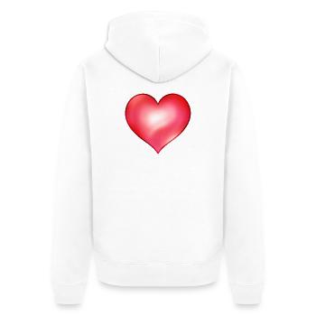 Rotes Herz mit Lichtgradienten - Unisex Premium Bio Zip Hoodie - Weiß - Hinten - Thijin (182cm)