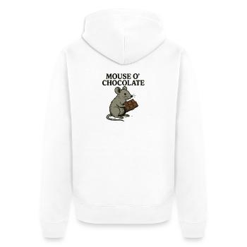 Mouse o’Chocolate Wortspiel Maus Schokolade - Unisex Premium Bio Zip Hoodie - Weiß - Hinten - Thijin (182cm)