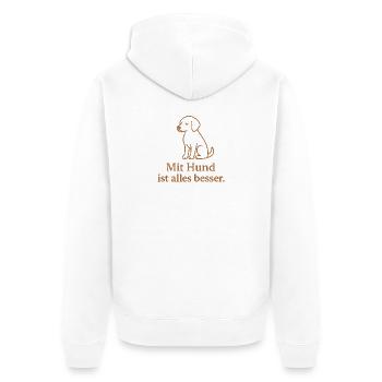 Dog motif: Everything is better with a dog - Unisex Premium Organic Zip Hoodie - white - Back - Thijin (182cm)