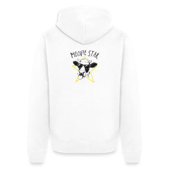 Moovie Star Wortspiel Kuh Illustration - Unisex Premium Bio Zip Hoodie - Weiß - Hinten - Thijin (182cm)