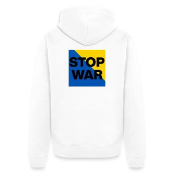 Stop War – Peace Now, Frieden in der Ukraine - Unisex Premium Bio Zip Hoodie - Weiß - Hinten - Thijin (182cm)