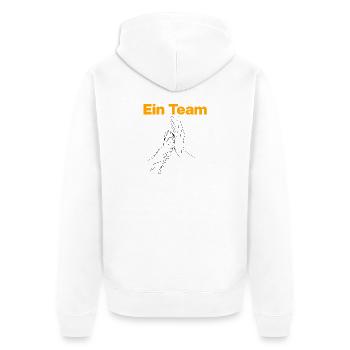 Ein Team – Mensch & Hund, Pfote, Hundeliebe - Unisex Premium Bio Zip Hoodie - Weiß - Hinten - Thijin (182cm)