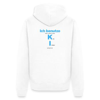 Ich benutze lieber mein Gehirn – kein KI Interesse - Unisex Premium Bio Zip Hoodie - Weiß - Hinten - Thijin (182cm)