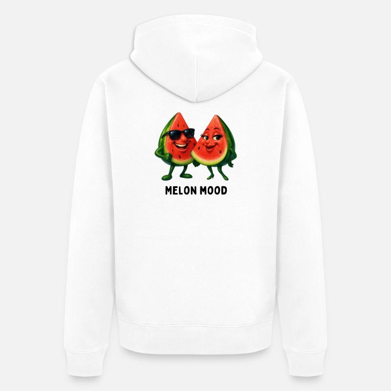 Humeur du melon : Duo pastèques heureux - Veste à capuche bio Premium Unisexe - blanc