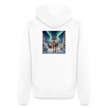 Rodolphe dans la forêt polaire - Veste à capuche bio Premium Unisexe - blanc - Dos - Thijin (182cm)