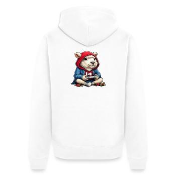 Gamer Sheep Hoodie Charm - Unisex Premium Organic Zip Hoodie - white - Back - Thijin (182cm)