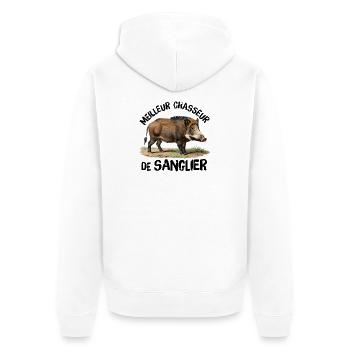 Bester Wildschweinjäger - Unisex Premium Bio Zip Hoodie - Weiß - Hinten - Thijin (182cm)