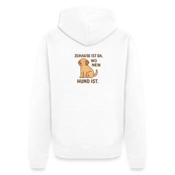 Zuhause ist da, wo mein Hund ist - Unisex Premium Bio Zip Hoodie - Weiß - Hinten - Thijin (182cm)