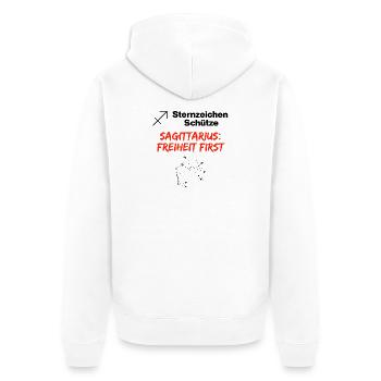 Signe du zodiaque Sagittaire – Liberté d’abord - Veste à capuche bio Premium Unisexe - blanc - Dos - Thijin (182cm)