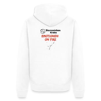 Sternzeichen Krebs – Emotionen on Fire, Geburtstag - Unisex Premium Bio Zip Hoodie - Weiß - Hinten - Thijin (182cm)