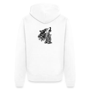 Indianer Krieger mit heulendem Wolf - Unisex Premium Bio Zip Hoodie - Weiß - Hinten - Thijin (182cm)