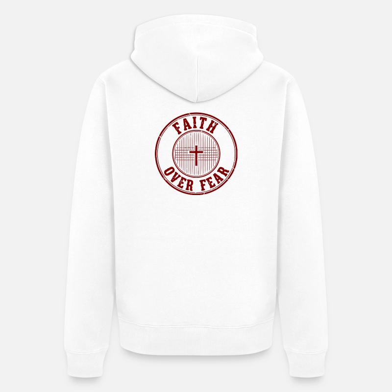 Glaube über Angst Emblem - Unisex Premium Bio Zip Hoodie - Weiß