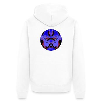 Void Mask, Dark Symmetry, abstract face, - Unisex Premium Bio Zip Hoodie - Weiß - Hinten - Thijin (182cm)