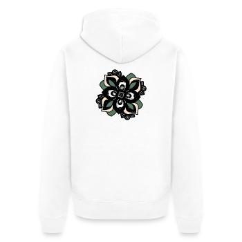 Mandala Fleur Pêche Verte - Veste à capuche bio Premium Unisexe - blanc - Dos - Thijin (182cm)