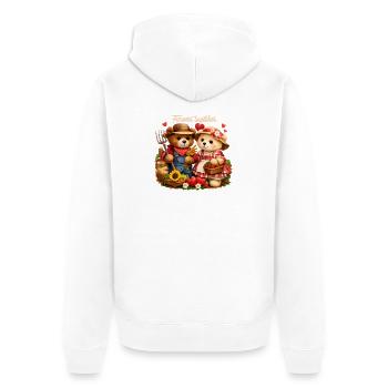 Forever Together Bauernpärchen – Romantisches Land - Unisex Premium Bio Zip Hoodie - Weiß - Hinten - Thijin (182cm)