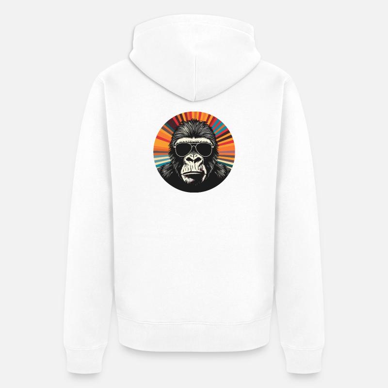 Gorilla Retro Sunglasses Pop Art - Veste à capuche bio Premium Unisexe - blanc