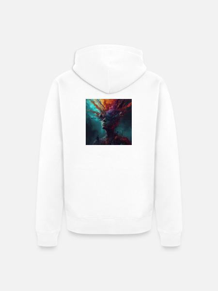 Kosmische Kopfreise Farbströme - Unisex Premium Bio Zip Hoodie - Weiß