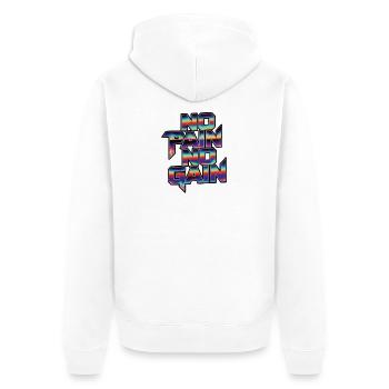 Regenbogen No Pain No Gain - Unisex Premium Bio Zip Hoodie - Weiß - Hinten - Thijin (182cm)