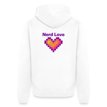 Amour de nerd – Cœur de pixels, Gamer Lovee Language - Veste à capuche bio Premium Unisexe - blanc - Dos - Thijin (182cm)