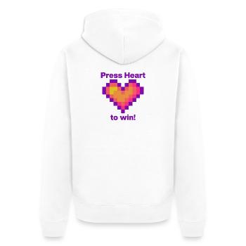 Press Heart to Win,Gamer Love Language - Unisex Premium Bio Zip Hoodie - Weiß - Hinten - Thijin (182cm)
