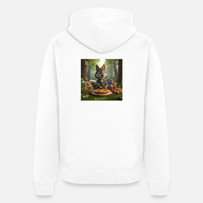 loup, loup gris, loup peluche - Veste à capuche bio Premium Unisexe - blanc
